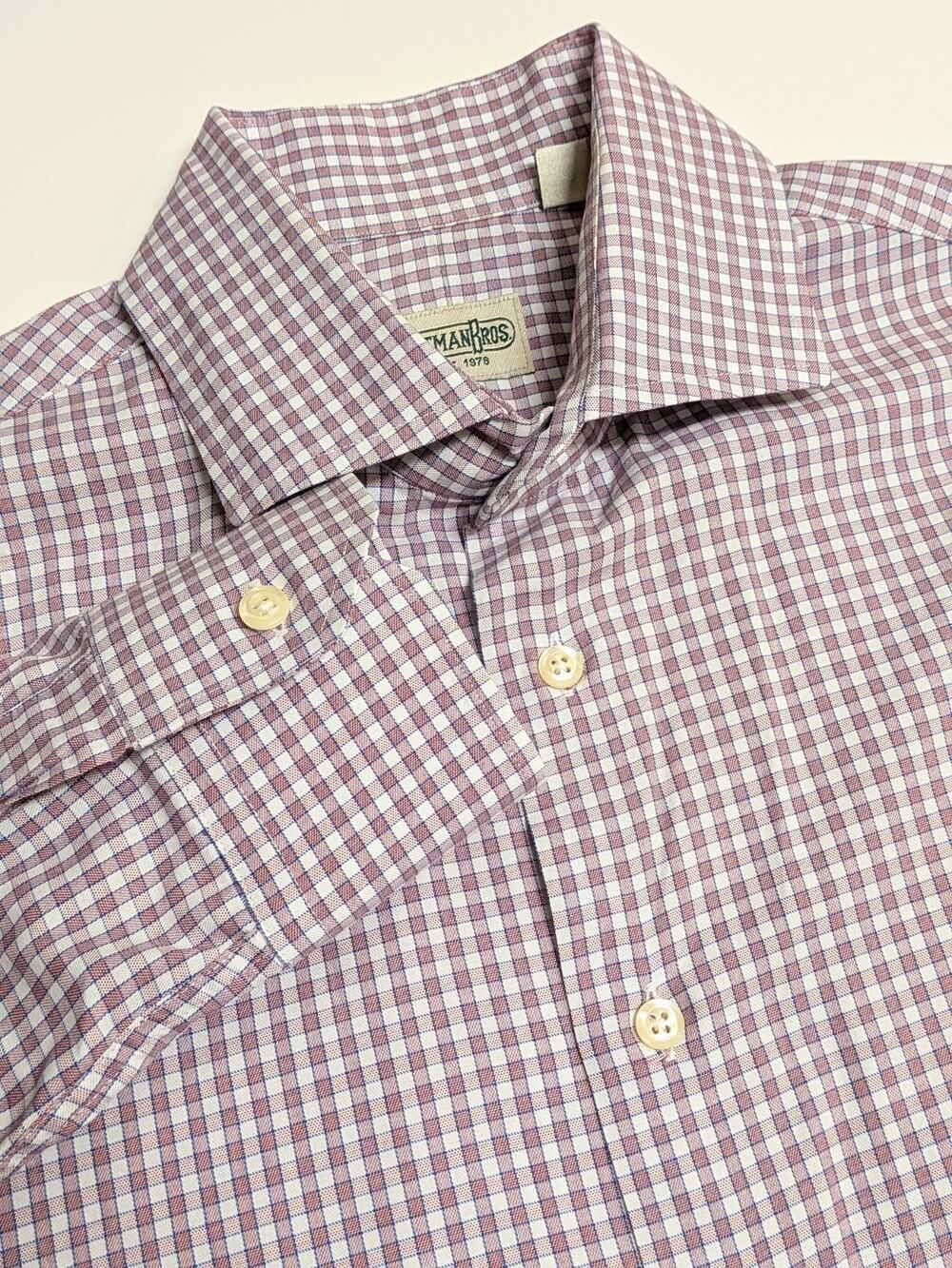Gitman Bros Shirt Mens Large Button Up Maroon Check Long Sleeve Cotton USA